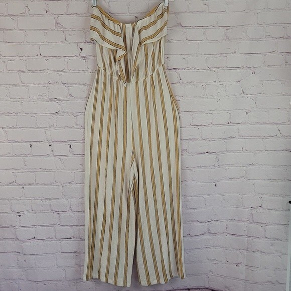 Love Tree Cream & Yellow Striped Jumper With Elasticized Waist & Bust. Size Med. - Picture 1 of 6